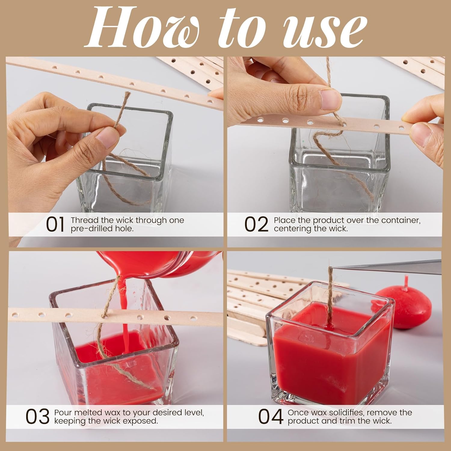 30/50pcs 7 Holes Wooden Candle - đánh giá và giá Candle Making Wicks